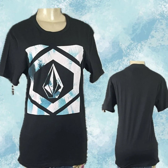 Volcom S Unisex Black Dilweed Graphic Print Crew Neck Cotton Short Sleeve Tee - Picture 1 of 5